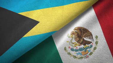 Bahamalar ve Meksika iki bayraklar tekstil kumaş, kumaş doku