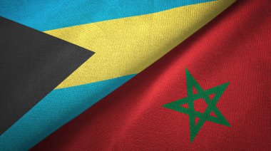 Bahamalar ve Fas iki bayraklar tekstil kumaş, kumaş doku