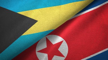 Bahamalar ve Kuzey Kore iki bayraklar tekstil kumaş, kumaş doku