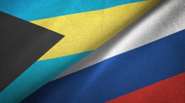 Bahamalar ve Rusya iki bayraklar tekstil kumaş, kumaş doku