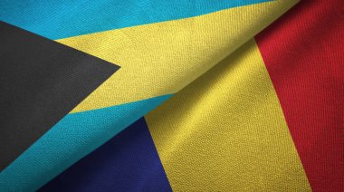 Bahamalar ve Romanya iki bayraklar tekstil kumaş, kumaş doku