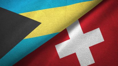 Bahamalar ve İsviçre iki bayraklar tekstil kumaş, kumaş doku