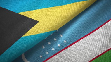 Bahamalar ve Özbekistan iki bayraktekstil kumaş, kumaş doku