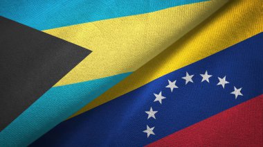 Bahamalar ve Venezuela iki bayraklar tekstil kumaş, kumaş doku