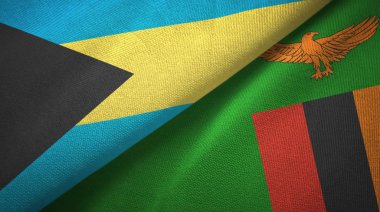 Bahamalar ve Zambiya iki bayraklar tekstil kumaş, kumaş doku