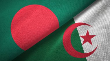 Bangladeş ve Cezayir iki bayraktekstil kumaş, kumaş doku 