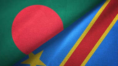 Bangladeş ve Kongo Demokratik Cumhuriyeti iki bayrak tekstil bez