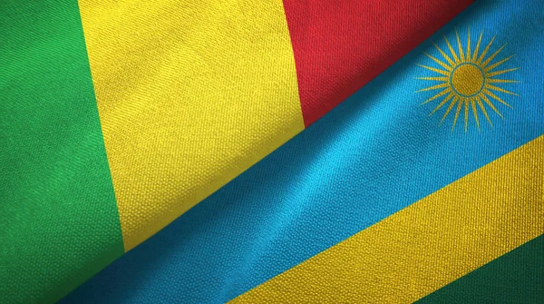 Mali e Ruanda due bandiere tessuto, tessitura tessuto — Foto Stock