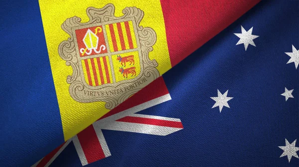 Andorra and Australia two flags textile cloth, fabric texture — Stock Photo, Image