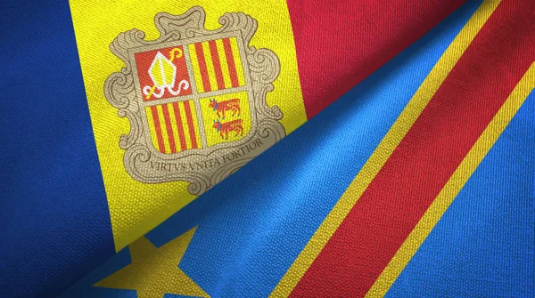 Andorra och Kongo demokratiska republiken två flaggor textil trasa — Stockfoto