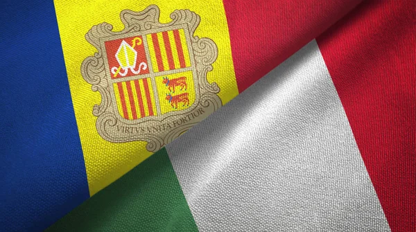 Andorra and Italy two flags textile cloth, fabric texture