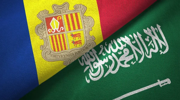 Ανδόρα και Σαουδική Αραβία σημαίες υφαντικών υφασμάτων — Φωτογραφία Αρχείου