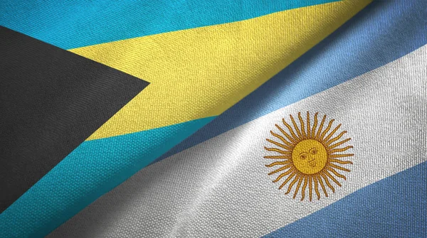 Bahamas and Argentina two flags textile cloth, fabric texture — Stock Photo, Image