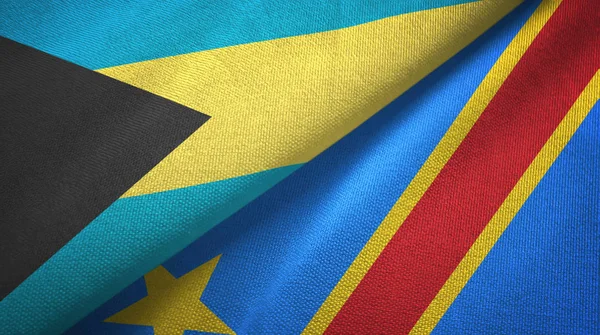 Bahamas y Congo República Democrática dos banderas tela textil —  Fotos de Stock
