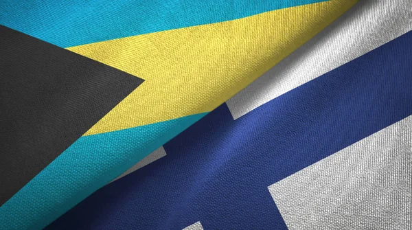 Bahamas and Finland two flags textile cloth, fabric texture — Stock Photo, Image
