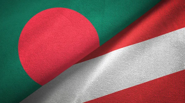 Bangladesh and Austria two flags textile cloth, fabric texture