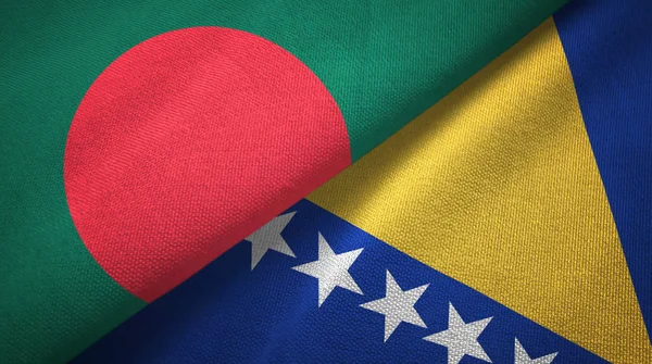 Bangladesh and Bosnia and Herzegovina two flags textile cloth, fabric texture