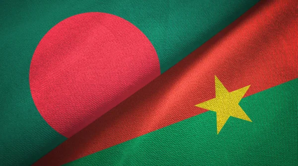 Bangladesh and Burkina Faso two flags textile cloth, fabric texture