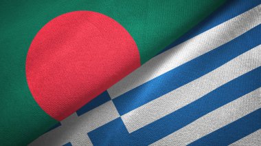 Bangladeş ve Yunanistan iki bayraktekstil kumaş, kumaş doku