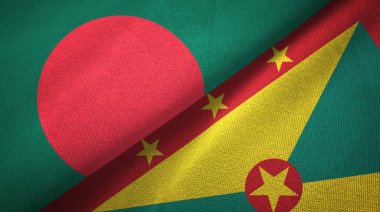 Bangladeş ve Grenada iki bayraklar tekstil kumaş, kumaş doku