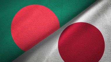 Bangladeş ve Japonya iki bayraklar tekstil kumaş, kumaş doku