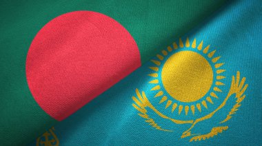 Bangladeş ve Kazakistan iki bayraktekstil kumaş, kumaş doku