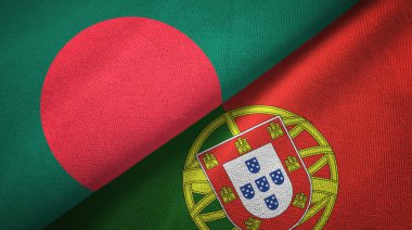 Bangladeş ve Portekiz iki bayraklar tekstil kumaş, kumaş doku