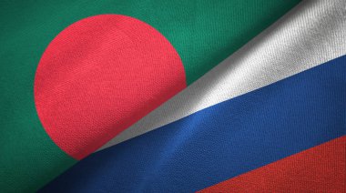 Bangladeş ve Rusya iki bayraklar tekstil kumaş, kumaş doku
