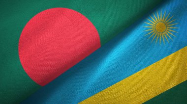 Bangladeş ve Ruanda iki bayrak tekstil kumaş, kumaş doku