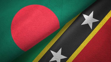 Bangladeş ve Saint Kitts ve Nevis iki bayraklar tekstil kumaş, kumaş doku