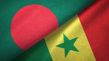 Bangladeş ve Senegal iki bayraklar tekstil kumaş, kumaş doku