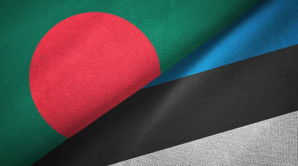 Bangladesh and Estonia two flags textile cloth, fabric texture