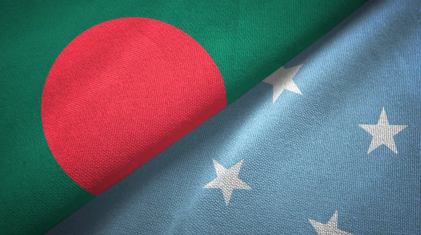 Bangladesh and Micronesia two flags textile cloth, fabric texture