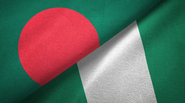 Bangladesh and Nigeria two flags textile cloth, fabric texture