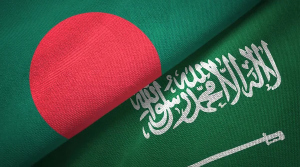 Bangladesh and Saudi Arabia flags textile cloth