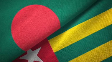 Bangladeş ve Togo iki bayraklar tekstil kumaş, kumaş doku