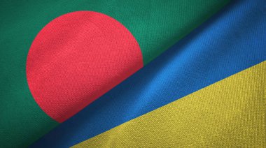 Bangladeş ve Ukrayna iki bayraklar tekstil kumaş, kumaş doku