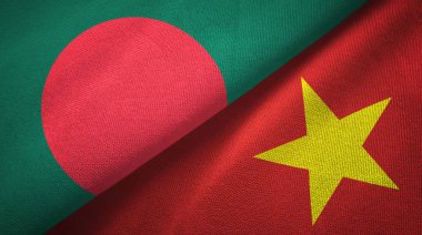 Bangladeş ve Vietnam iki bayraklar tekstil kumaş, kumaş doku