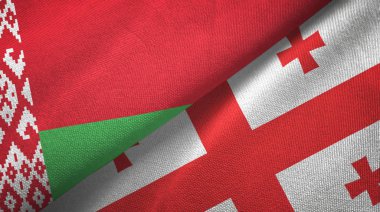 Beyaz Rusya ve Gürcistan iki bayraklar tekstil kumaş, kumaş doku