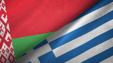 Beyaz Rusya ve Yunanistan iki bayraktekstil kumaş, kumaş doku