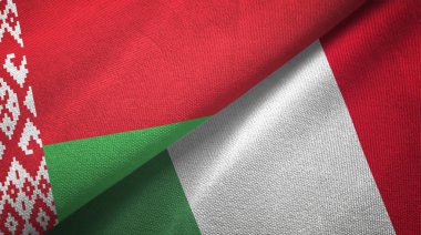 Beyaz Rusya ve İtalya iki bayraklar tekstil kumaş, kumaş doku