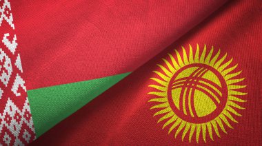 Belarus ve Kırgızistan iki bayrak tekstil kumaş, kumaş doku