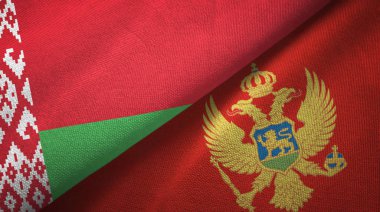 Belarus ve Karadağ iki bayraklı tekstil kumaş, kumaş doku