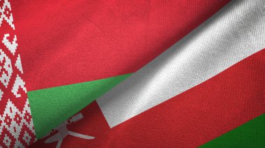 Beyaz Rusya ve Umman iki bayraktekstil kumaş, kumaş doku