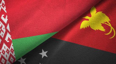 Beyaz Rusya ve Papua Yeni Gine iki bayraklar tekstil kumaş, kumaş doku