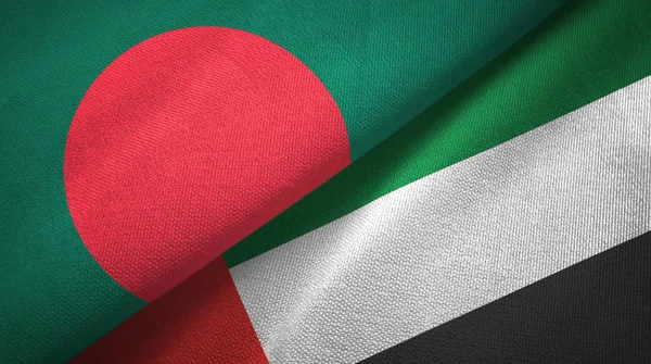 Bangladesh and United Arab Emirates two flags textile cloth, fabric texture
