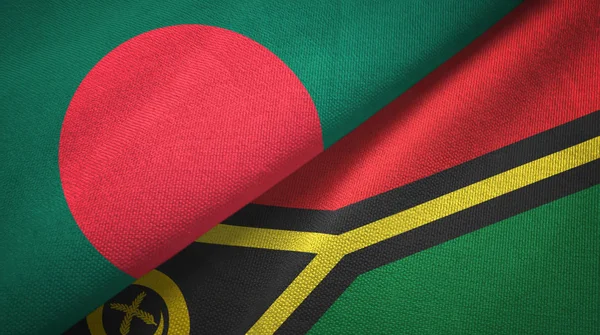 Bangladesh and Vanuatu two flags textile cloth, fabric texture