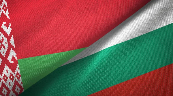 ベラルーシとブルガリア2つの旗織物布、生地の質感 — ストック写真