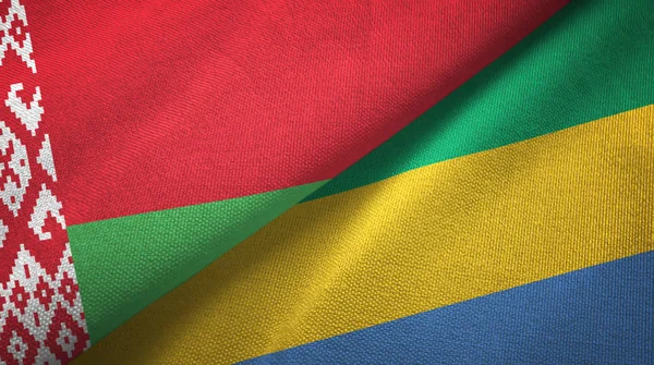 Belarus and Gabon two flags textile cloth, fabric texture — Stock Photo, Image