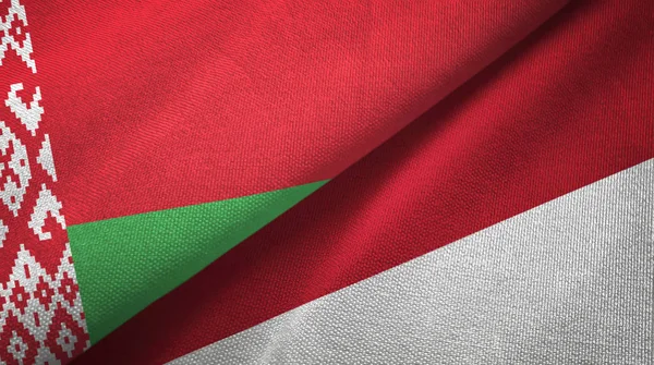 Belarus and Indonesia two flags textile cloth, fabric texture — Stock Photo, Image